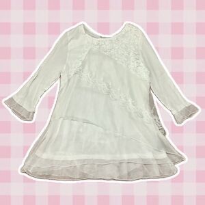 Vintage White Lace Layered Angelcore Lagenlook Artsy Feminine Fairy Top L